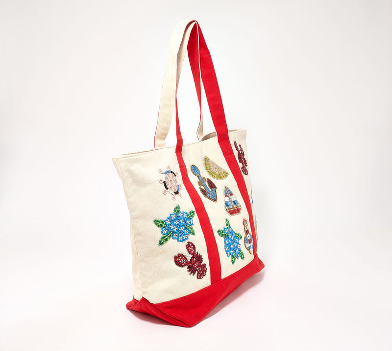 America & Beyond Embellished Canvas Tote — View 2