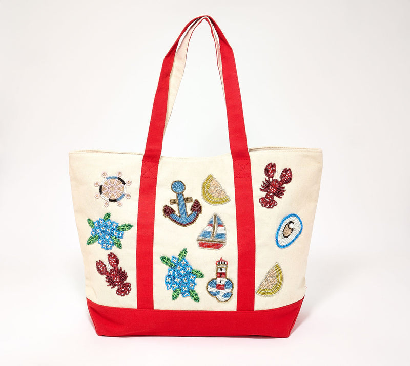 America & Beyond Embellished Canvas Tote — View 11