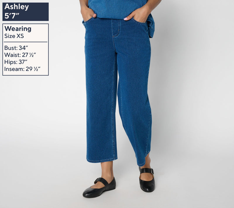 Denim & Co. Regular Comfy Knit Air Wide Leg Crop Pants — View 3