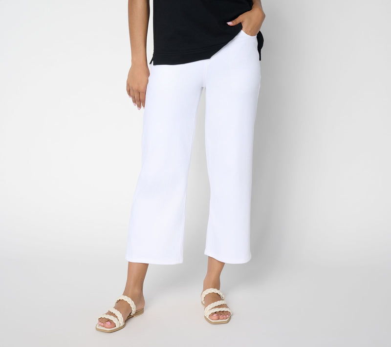 Denim & Co. Regular Comfy Knit Air Wide Leg Crop Pants — View 10