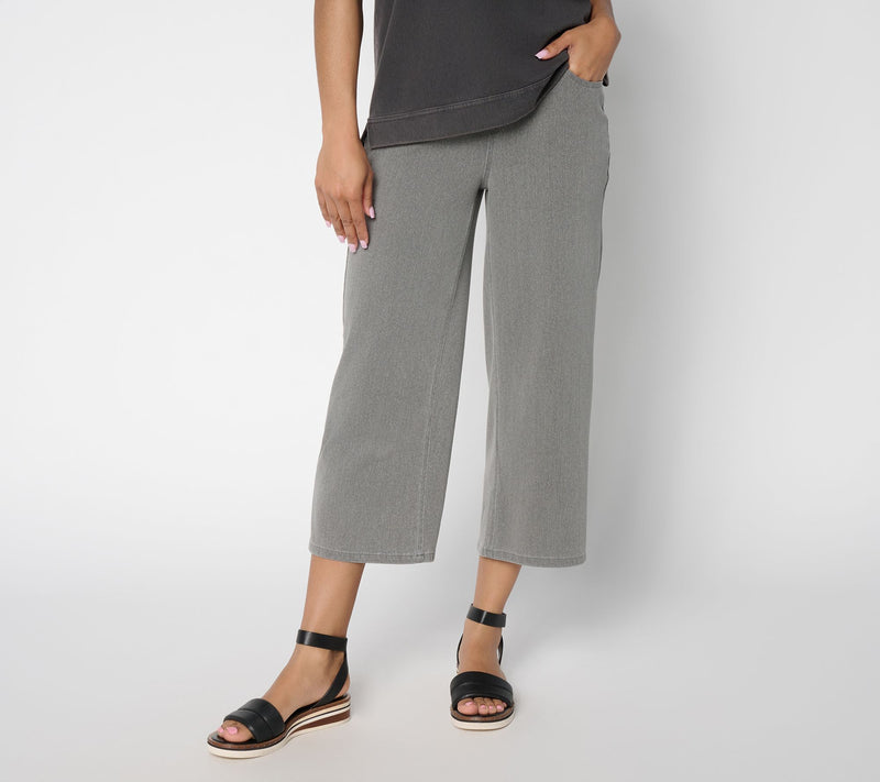 Denim & Co. Regular Comfy Knit Air Wide Leg Crop Pants — View 11