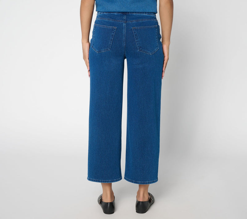 Denim & Co. Regular Comfy Knit Air Wide Leg Crop Pants — View 4