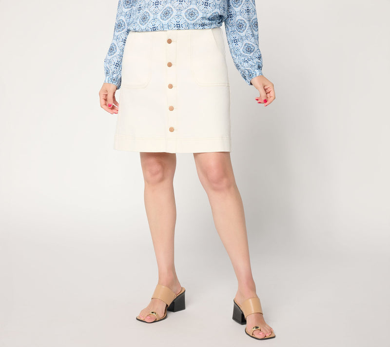 NYDJ High Rise Utility Skirt With Front Buttons — View 10