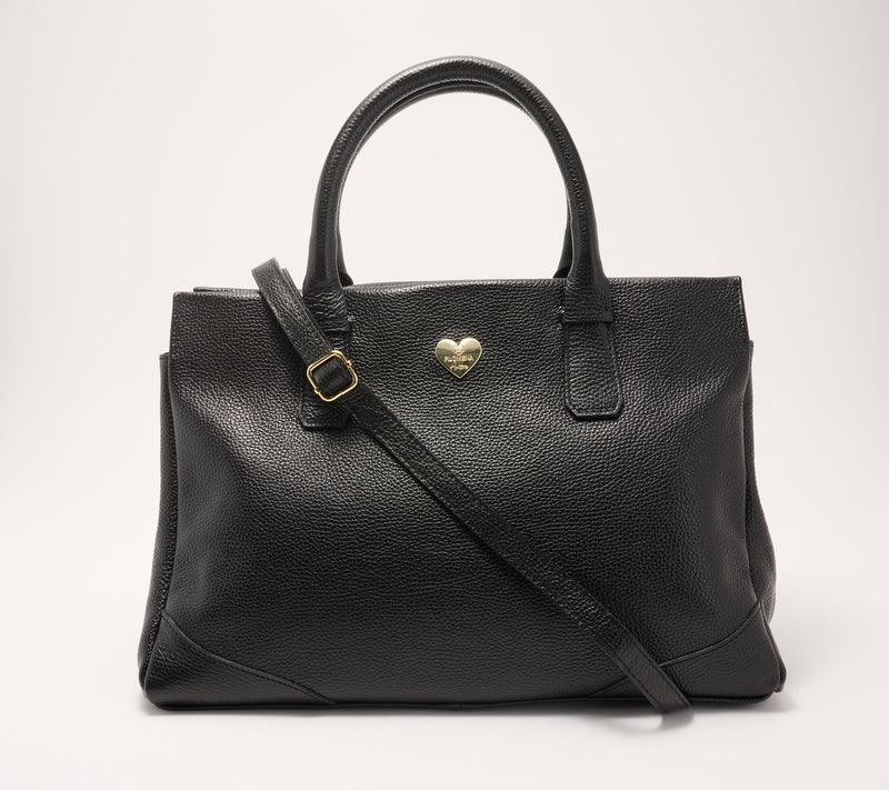 Filomena Amore Lady Weekend Leather Top Zip Tote with Crossbody Strap — View 10