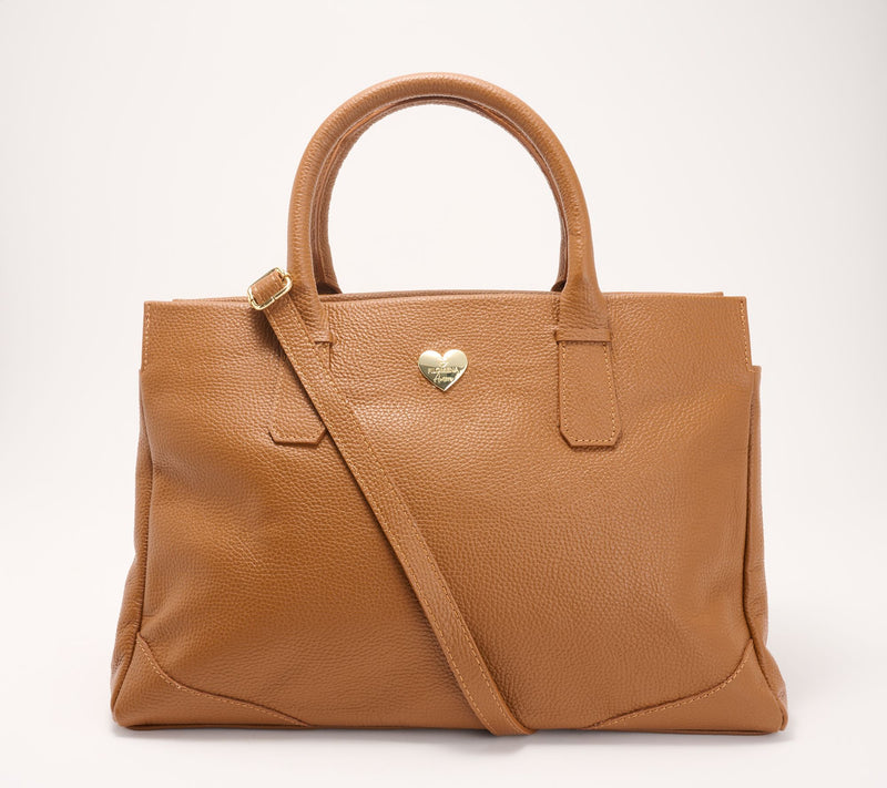 Filomena Amore Lady Weekend Leather Top Zip Tote with Crossbody Strap — View 11