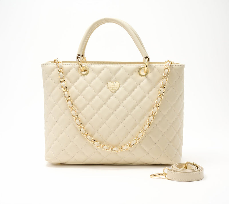 Filomena Amore Lady Firenze Quilted Leather Tote with Chain Shoulder Strap — View 2