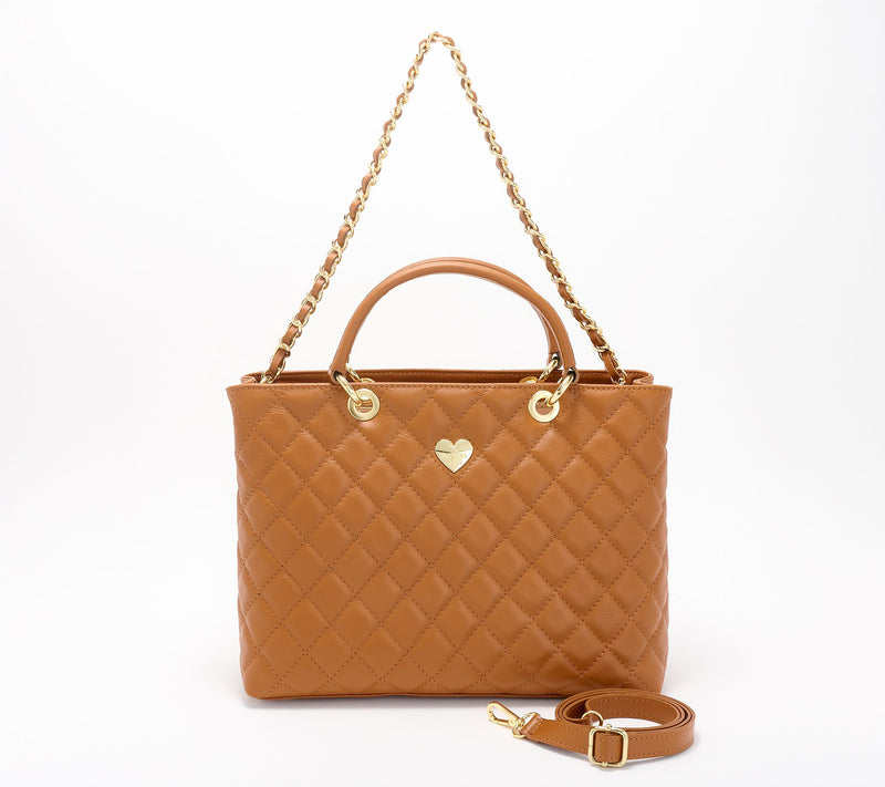 Filomena Amore Lady Firenze Quilted Leather Tote with Chain Shoulder Strap — View 7