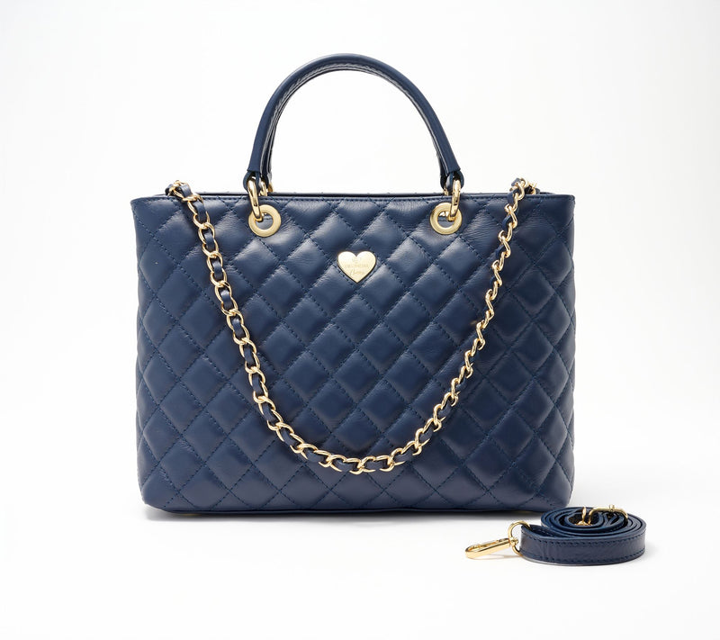 Filomena Amore Lady Firenze Quilted Leather Tote with Chain Shoulder Strap — View 4