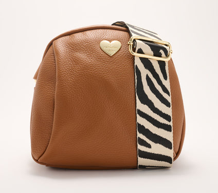 Filomena Amore Lady Salento Leather Top Zip Crossbody with Woven Strap