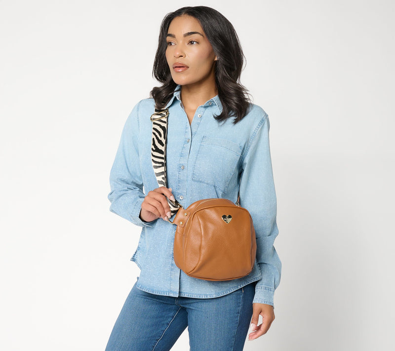 Filomena Amore Lady Salento Leather Top Zip Crossbody with Woven Strap — View 4