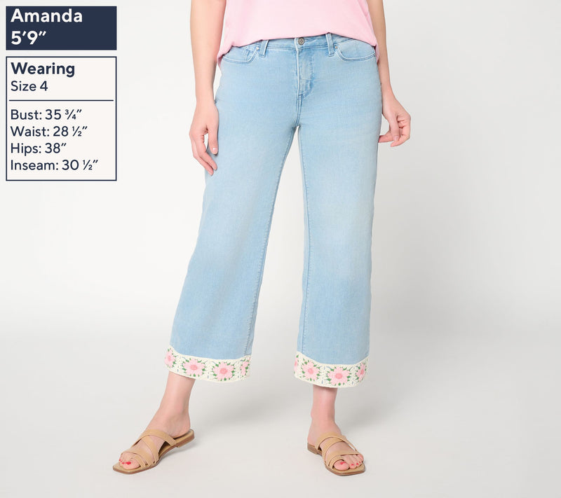 Felt Denim by Laurie Felt Petite Denim Crochet Hem Wide Leg Jeans — View 3