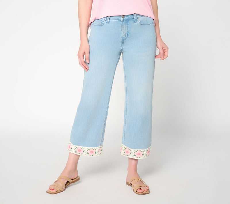 Felt Denim by Laurie Felt Petite Denim Crochet Hem Wide Leg Jeans — View 10
