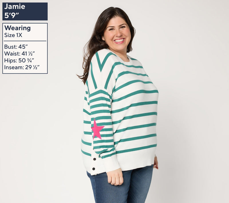 Felt Denim by Laurie Felt Starline Long Sleeve Pullover Sweater — View 2