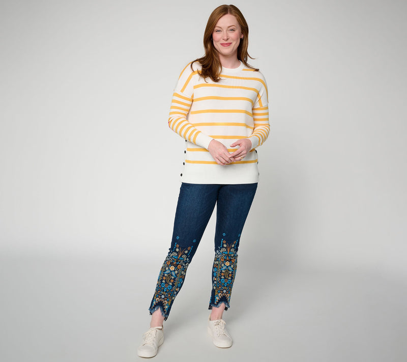 Felt Denim by Laurie Felt Starline Long Sleeve Pullover Sweater — View 5