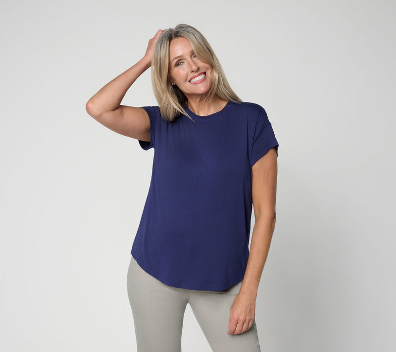 Felt Denim by Laurie Felt Rayon Knit Crewneck Top — Main view