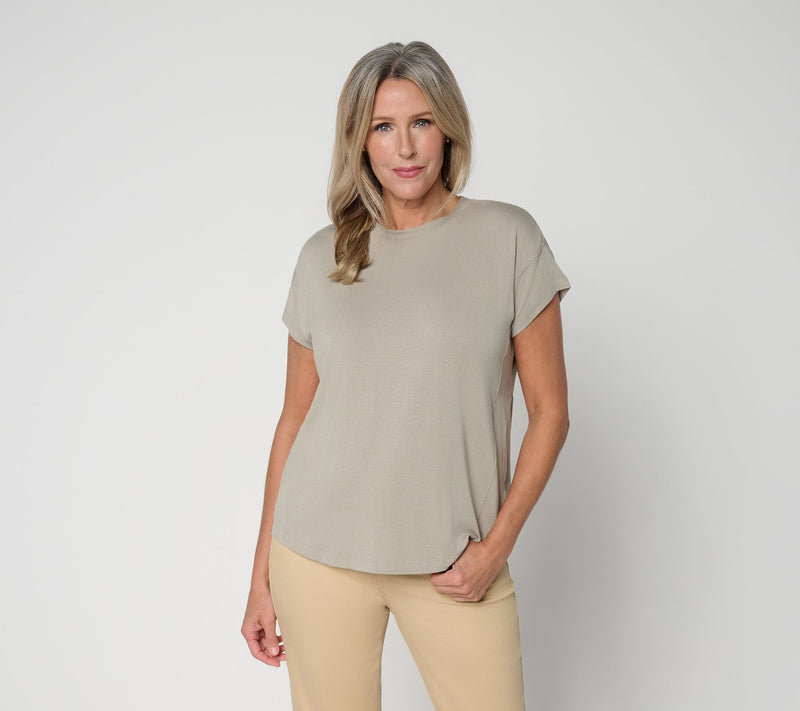 Felt Denim by Laurie Felt Rayon Knit Crewneck Top — View 6