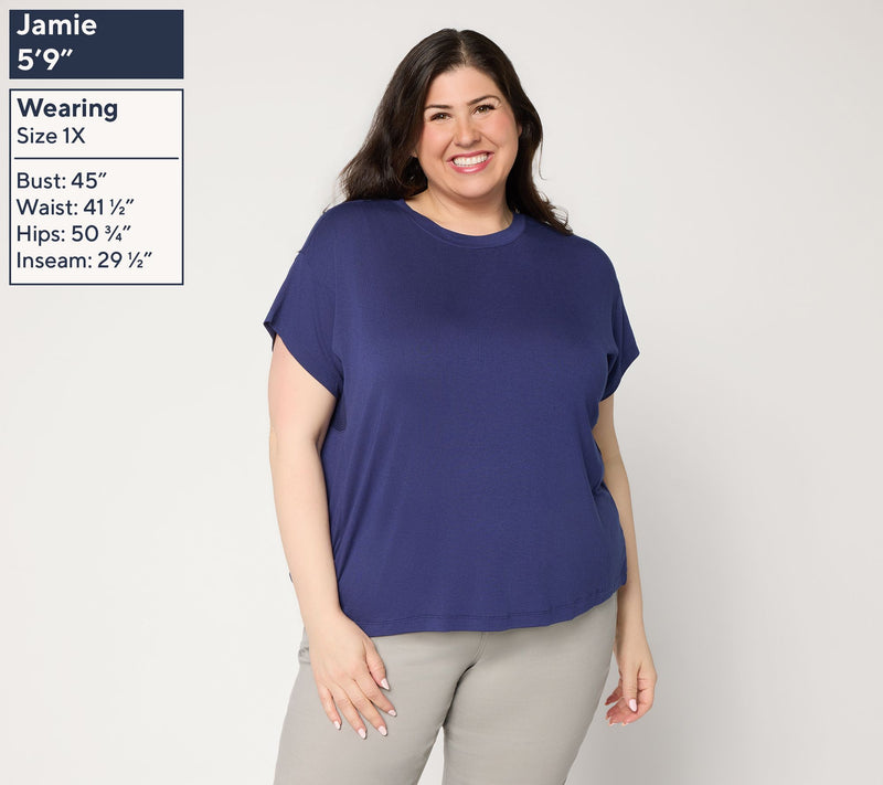 Felt Denim by Laurie Felt Rayon Knit Crewneck Top — View 2