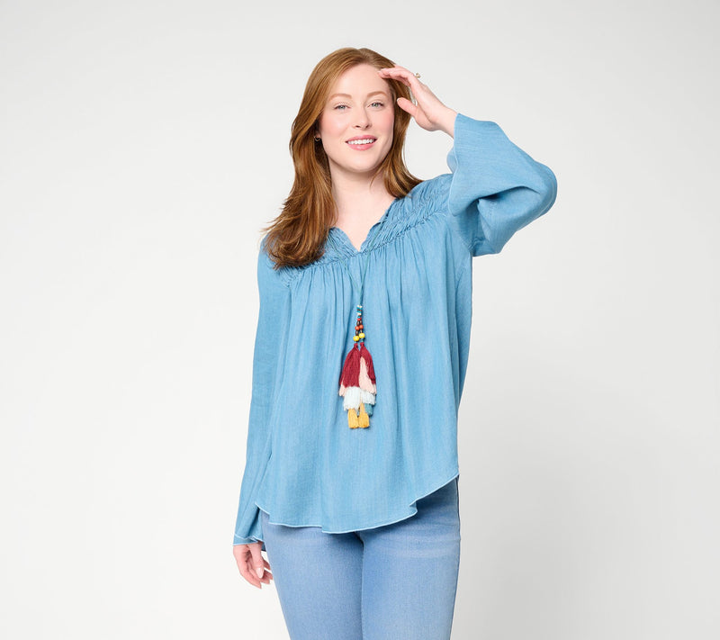 Felt Denim by Laurie Felt Long Sleeve Boho Woven Top — Main view