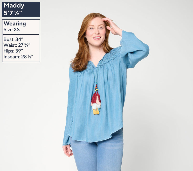 Felt Denim by Laurie Felt Long Sleeve Boho Woven Top — View 3