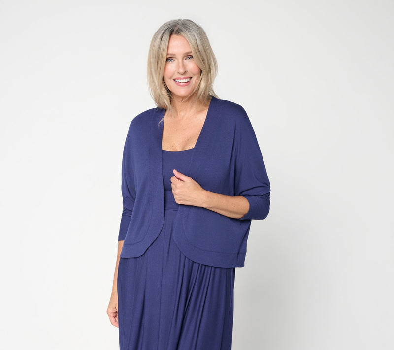 Felt Denim by Laurie Felt Draped Cocoon Open Front Cardigan — View 11