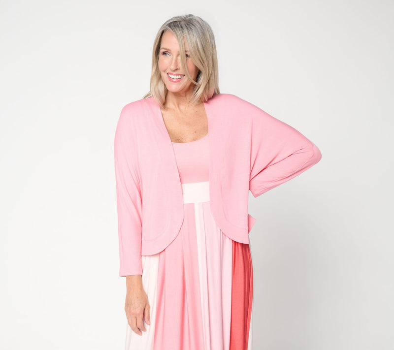 Felt Denim by Laurie Felt Draped Cocoon Open Front Cardigan — View 12