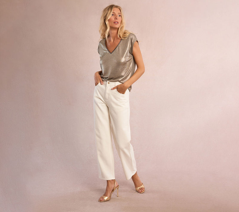 Molly Bracken Knitted Metallic Tee — View 7