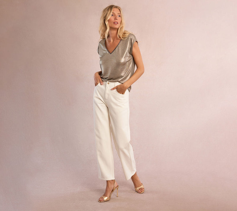 Molly Bracken Knitted Metallic Tee — Main view