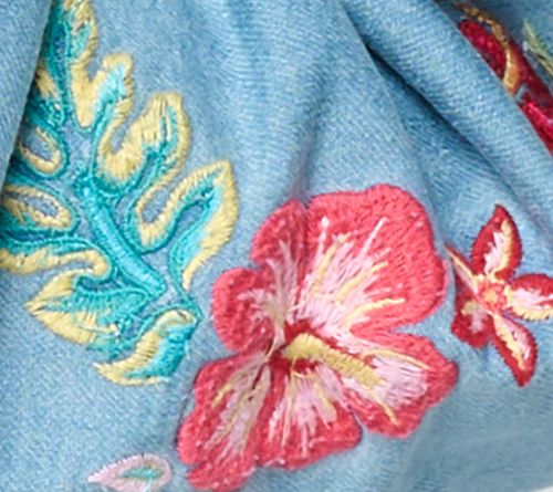 Driftwood Jeans Hallie Knit Denim Zip Front Embroidered Hoodie — View 3