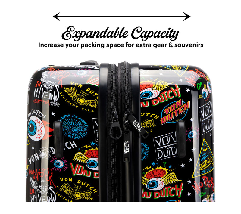 Jax Black 3-PC Expandable Hardside Spinner Luggage Set — View 3