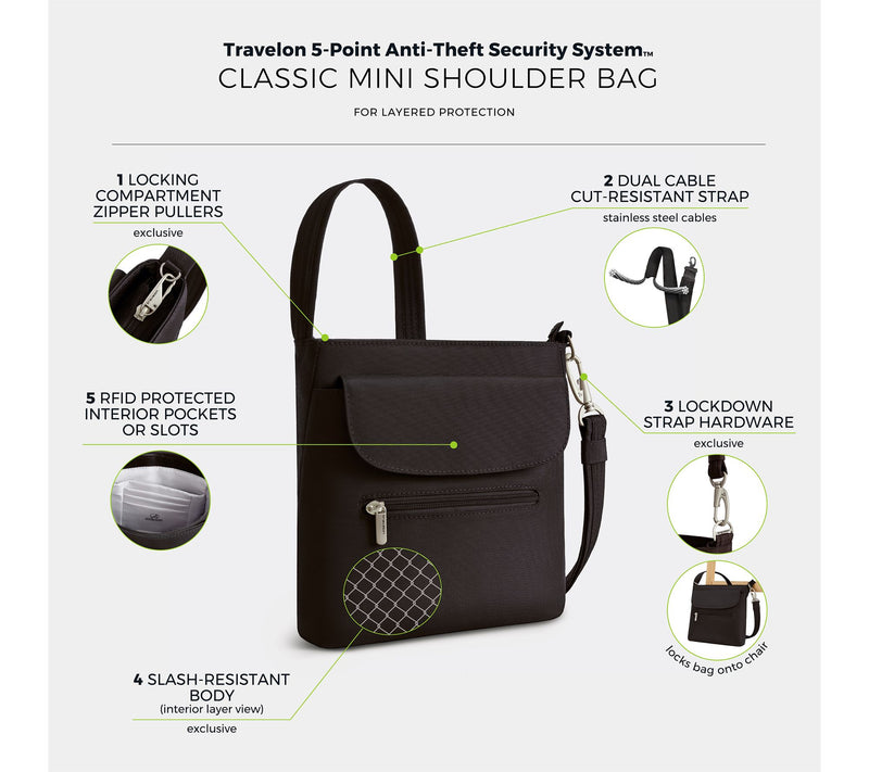 Travelon Anti-Theft Classic Mini Shoulder Bag — View 3