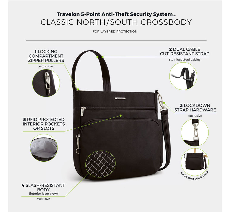 Travelon Anti-Theft Classic  North/South Crossbody Bag — View 4