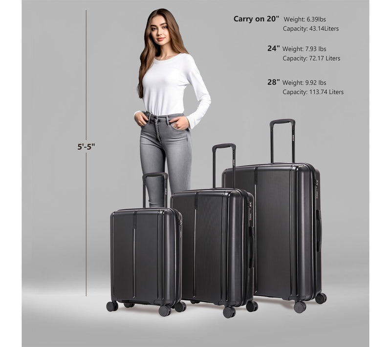 DUKAP Airley Lightweight Hardside Spinner 3-Piece Luggage Set — View 2