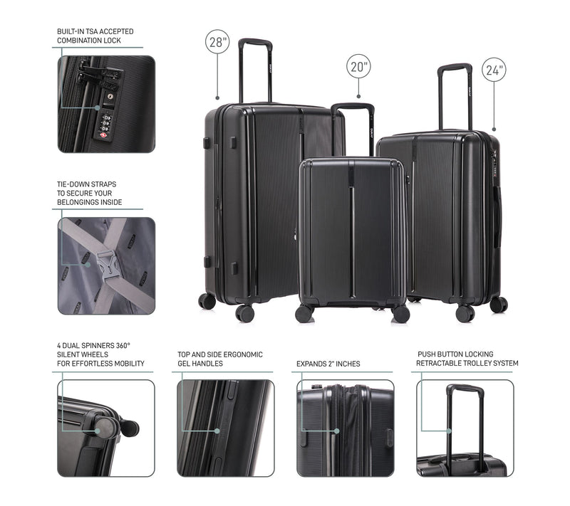 DUKAP Airley Lightweight Hardside Spinner 3-Piece Luggage Set — View 3