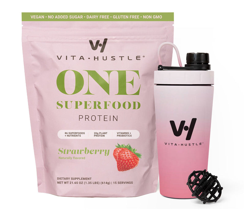 VitaHustle ONE Superfood 20g Protein Shake 15 Servings w/Shaker Bottle — Main view