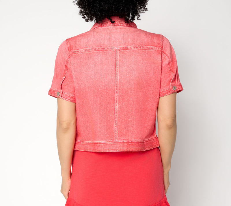 AnyBody Denim Effect Short Sleeve Jacket — View 6