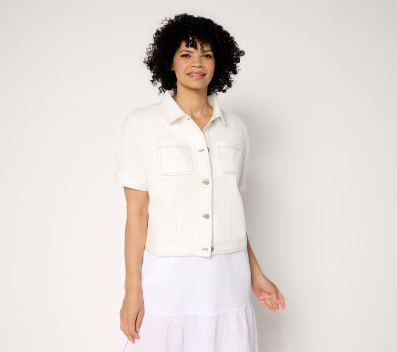 AnyBody Denim Effect Short Sleeve Jacket — View 5