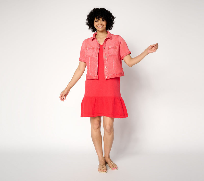 AnyBody Denim Effect Short Sleeve Jacket — View 7