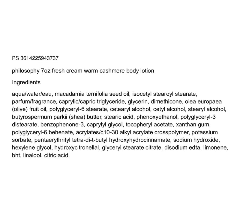 philosophy 7oz fresh cream warm cashmere body lotion — View 2