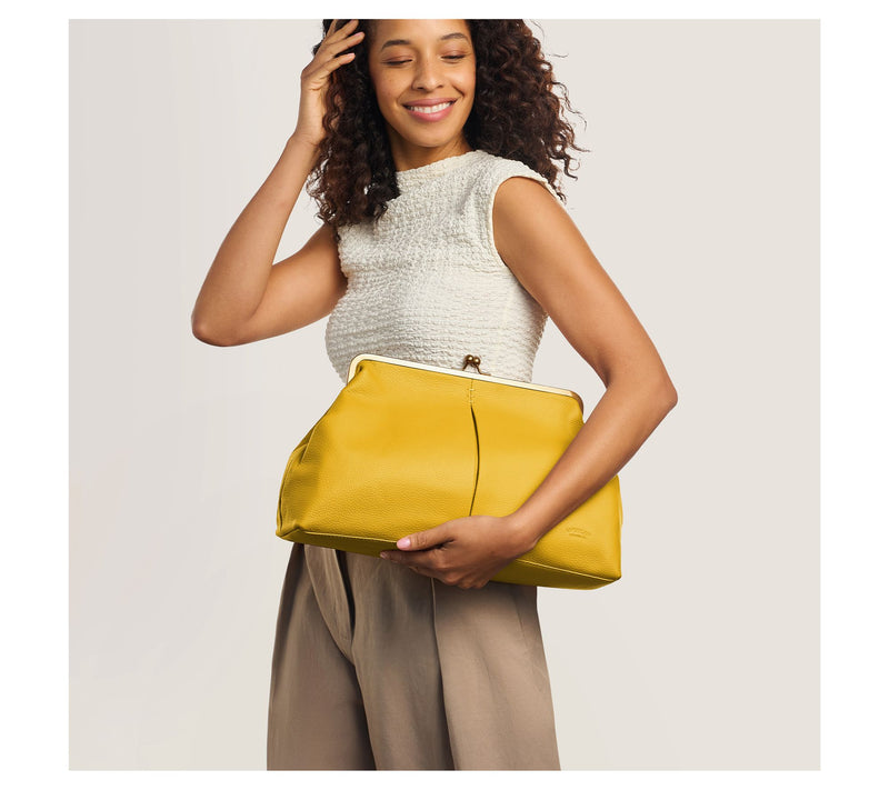 American Leather Co. Grace Frame Leather Kisslock Clutch — View 18