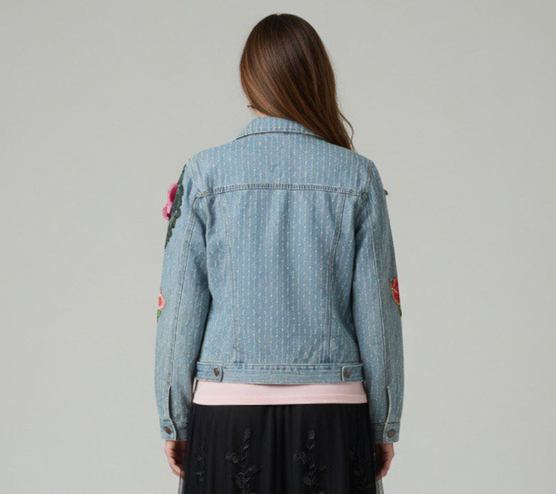 Nikki Lund Blossom 3D Floral Denim Jacket — View 6