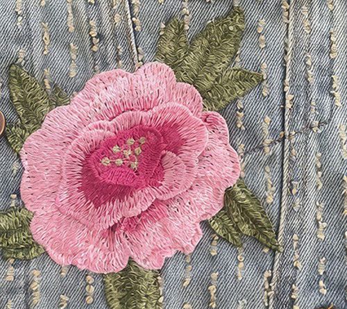 Nikki Lund Blossom 3D Floral Denim Jacket — Main view