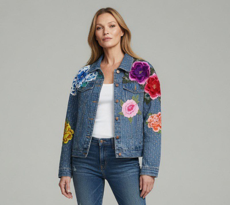 Nikki Lund Blossom 3D Floral Denim Jacket — View 4