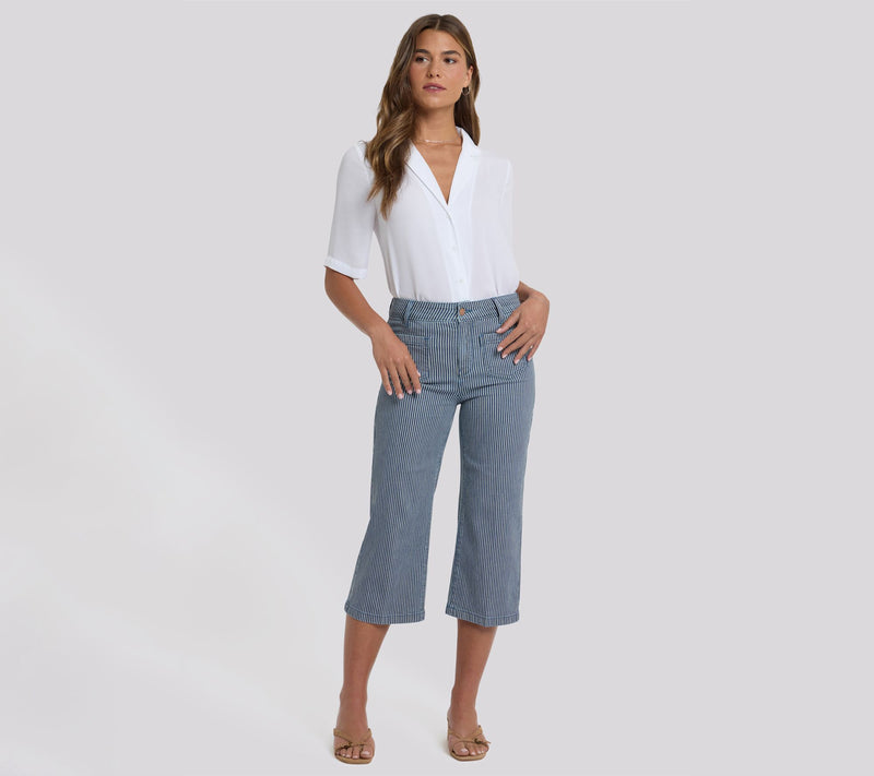 NYDJ Coco Relaxed Wide Leg Crop Stripe Jeans — Main view