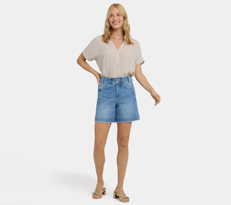 NYDJ Berkyn Relaxed Seam Detail Denim Shorts — View 10