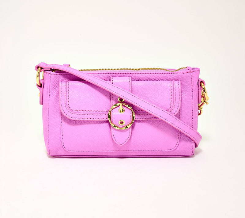 "As Is" Kim Gravel Swift Leather Convert Crossbody w/ RFID Wallet — Main view