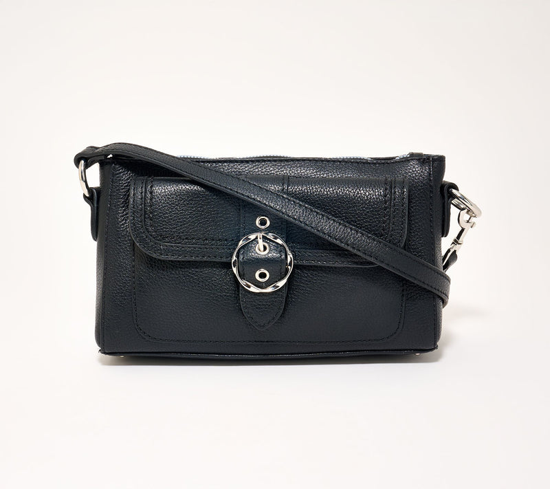 "As Is" Kim Gravel Swift Leather Convert Crossbody w/ RFID Wallet — View 10