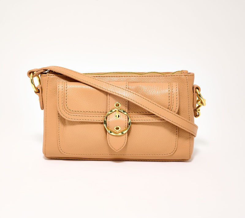"As Is" Kim Gravel Swift Leather Convert Crossbody w/ RFID Wallet — View 11
