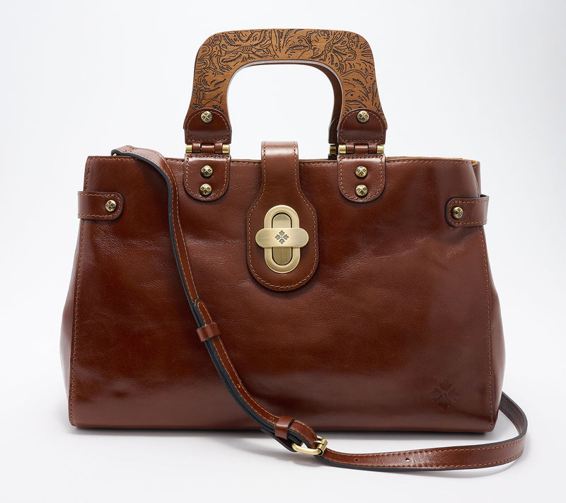 "As Is" Patricia Nash Sansia Wooden Top Handle Satchel Bag — View 11