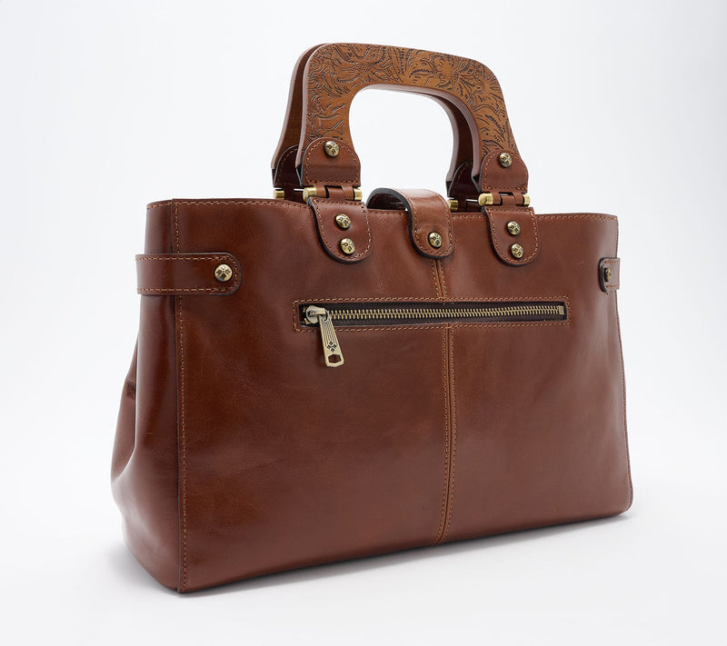 "As Is" Patricia Nash Sansia Wooden Top Handle Satchel Bag — View 2