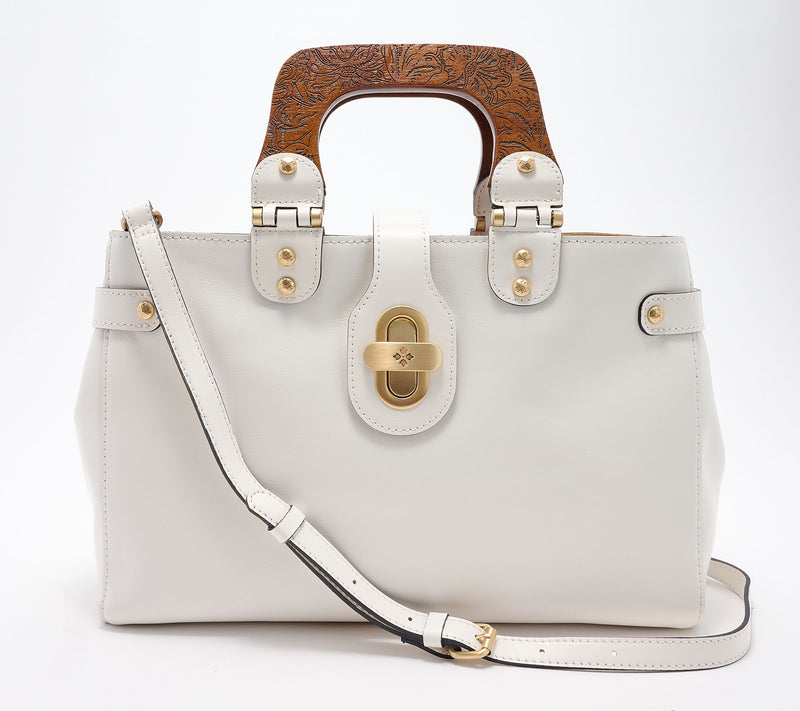 "As Is" Patricia Nash Sansia Wooden Top Handle Satchel Bag — View 12